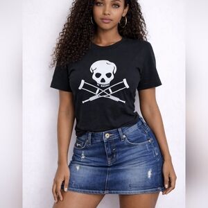 G-star Raw 3301 Denim Mini Skirt Distressed Stretch Blue Jean sz 26